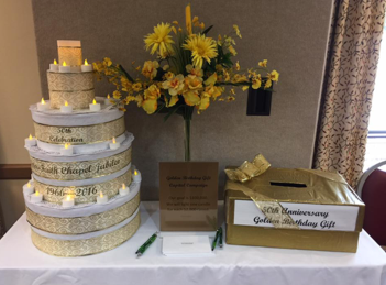 birthday "cake" to recognize donations in honor of the 5oth anniversary