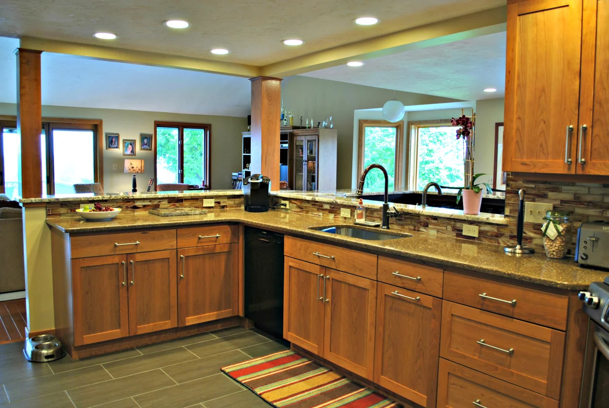 Candlelight On Cherry And Vintage Nordic White On Maple Combo Kitchen Remodel in Hopkinton, MA by Kitchen Associates project photo