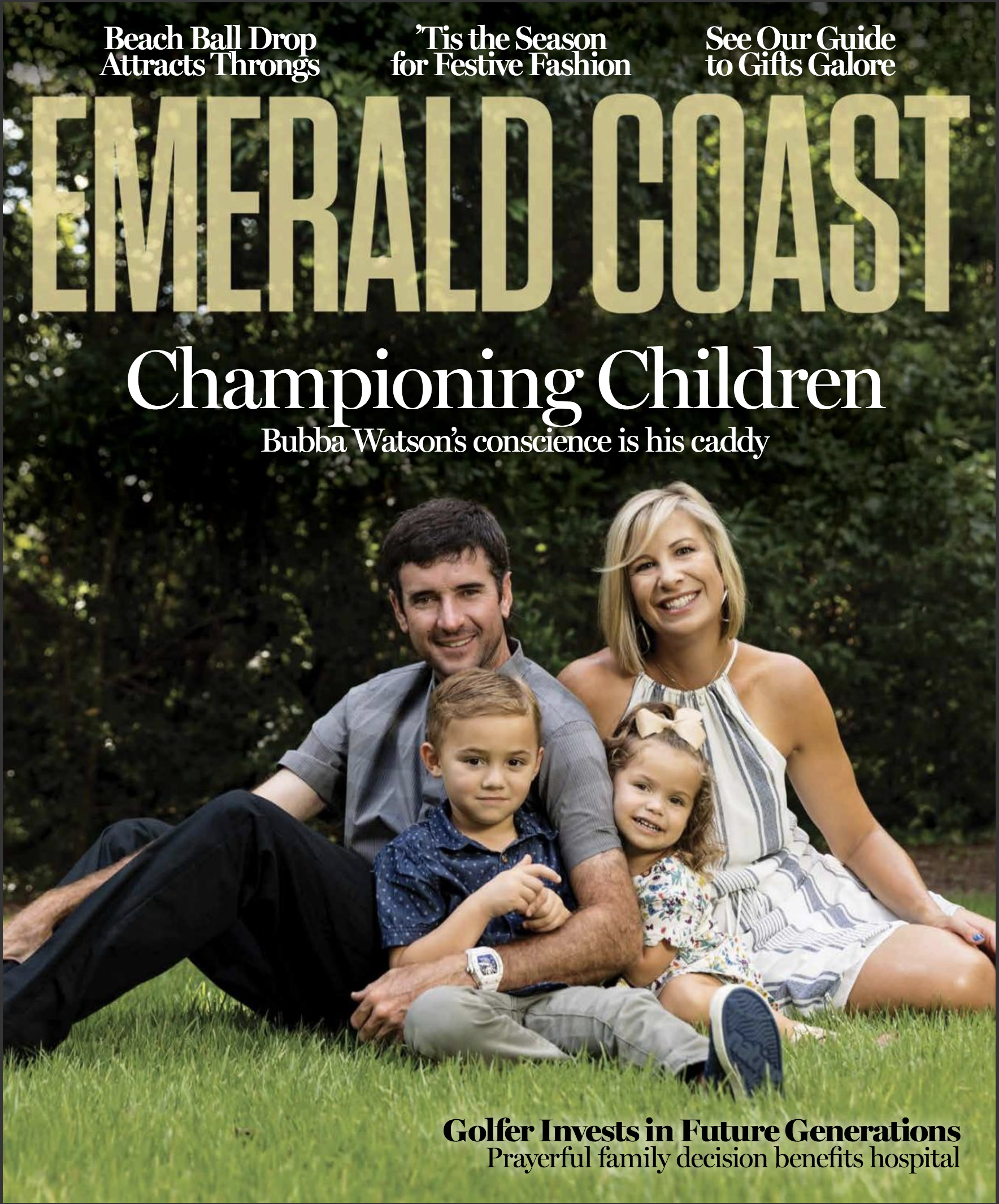 Tear sheet of the Dec. 2017 cover I shot of Bubba Watson and his family.