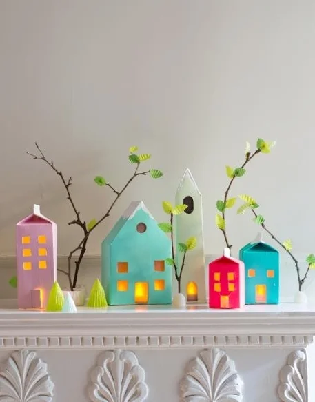 Glowing Winter Village Made From Recycled Cartons