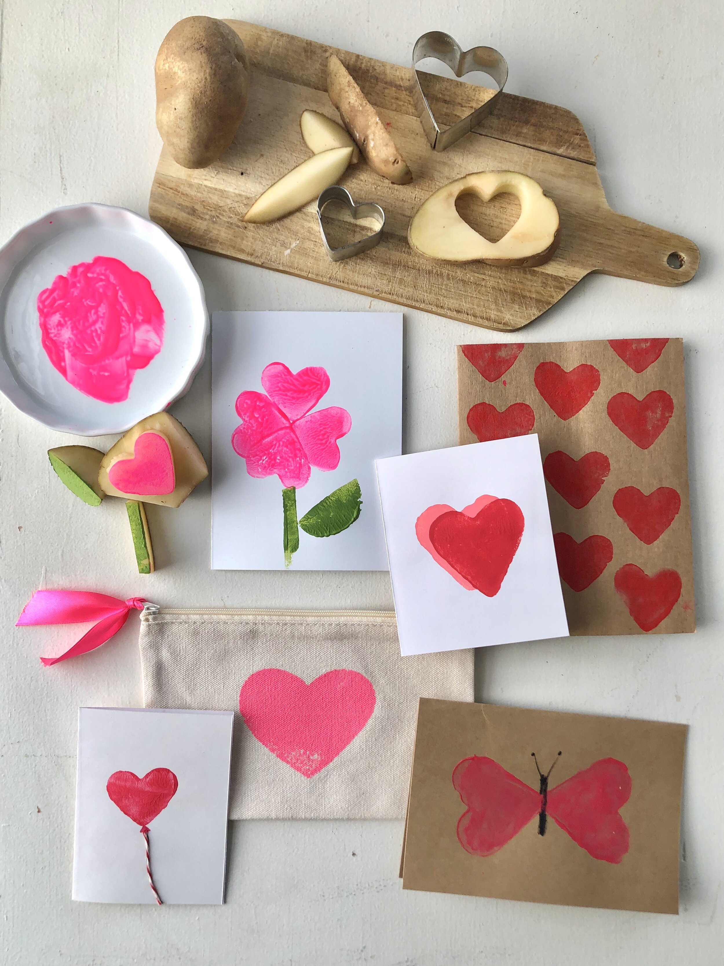 DIY Heart Stamp Using Toilet Paper Rolls (Kids Valentines Craft