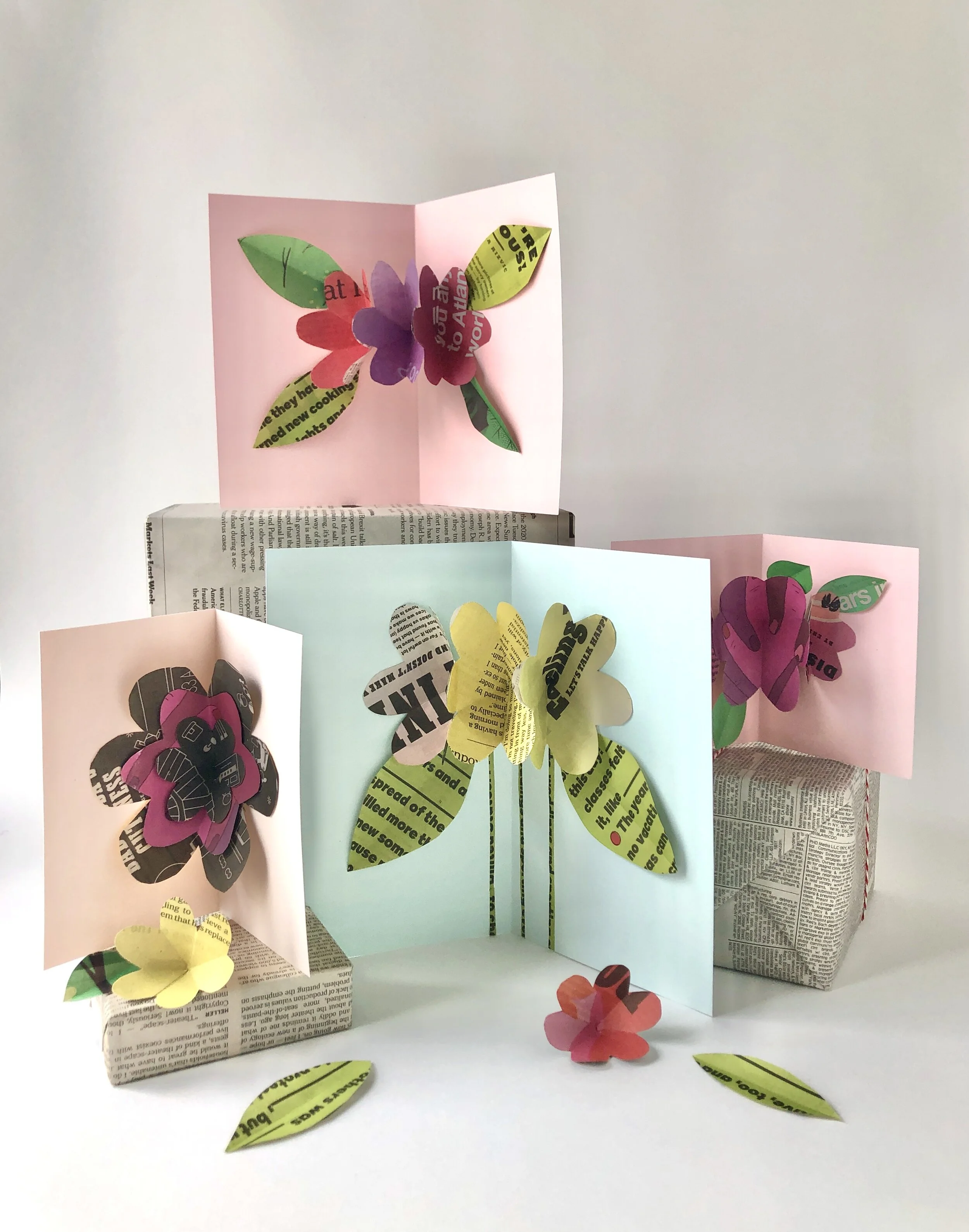 Easy Recycled Newspaper Pop-Up Cards Just in Time for Mother's Day!