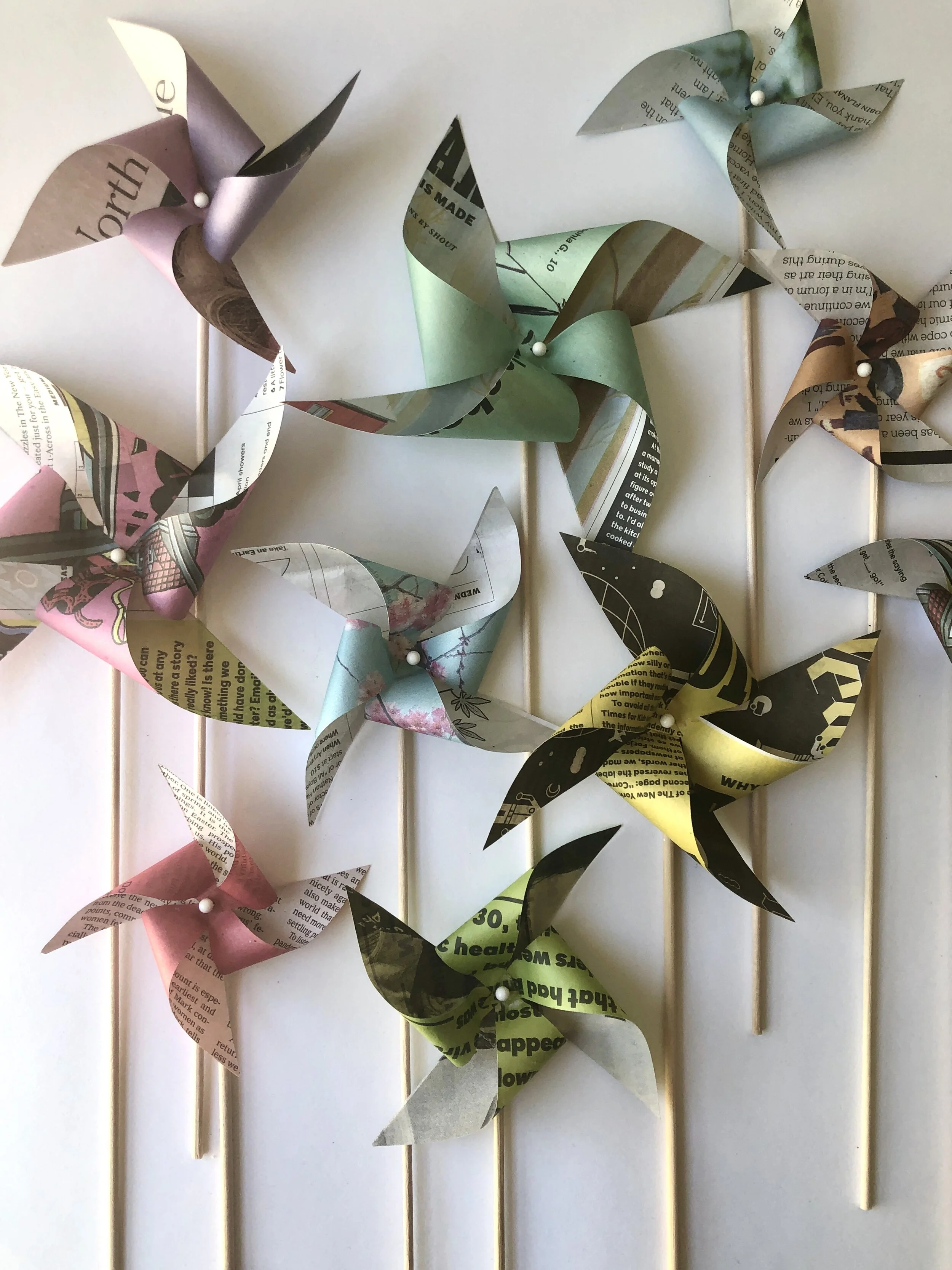 Top Your Cake With These Easy Recycled Newspaper Pinwheels!