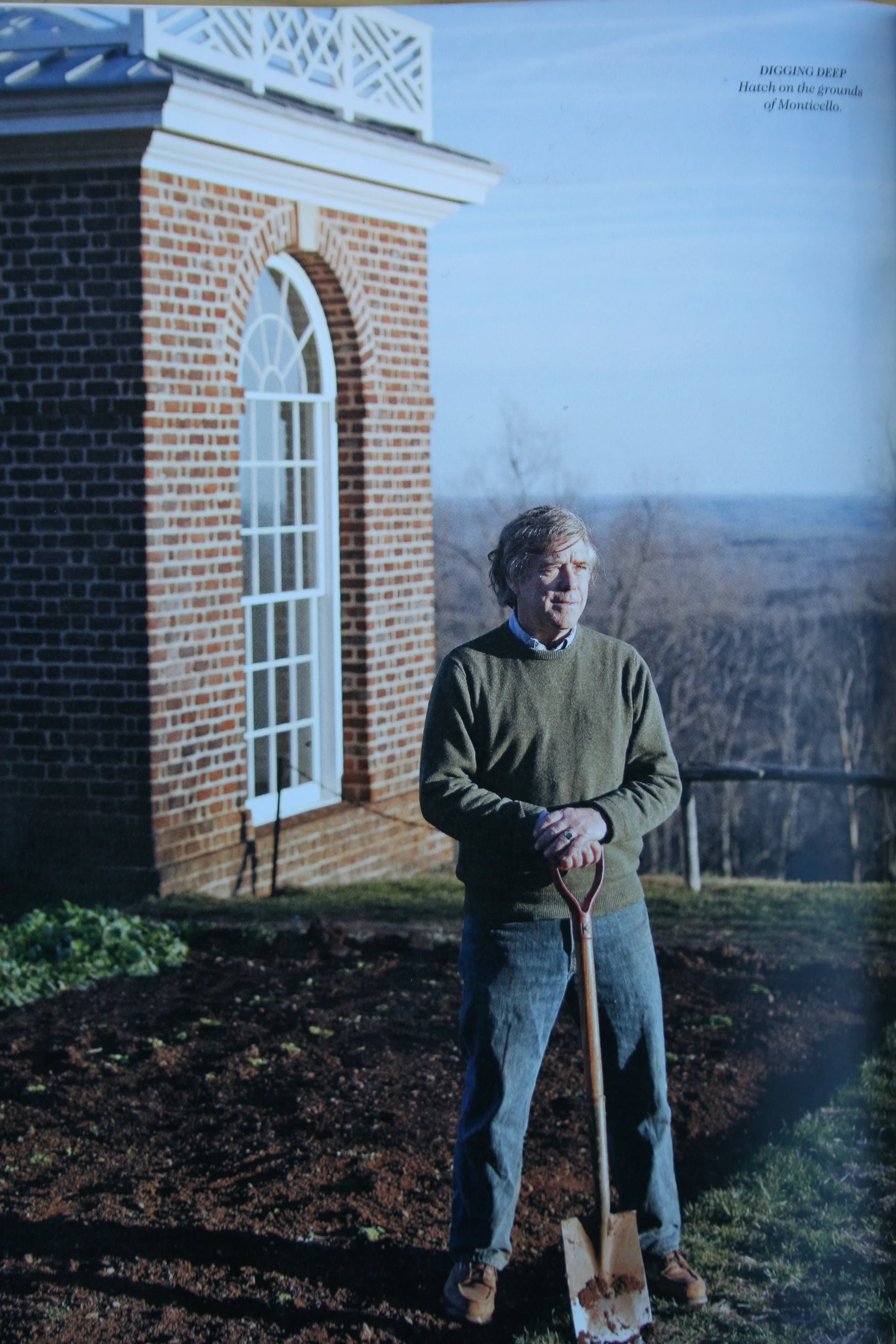 Peter Hatch in Monticello garden. From Garden and Gun Magazine, “Southern Heroes, 11 Visionaries Saving the South’s Wild Places,” April/May, 2012