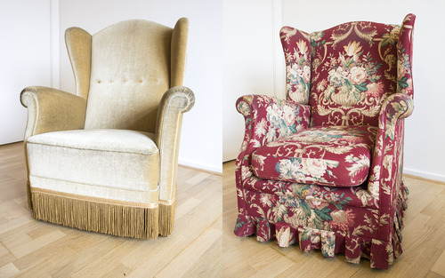 The cousin chairs, before. Slightly different framework, but close enough for our purposes. 