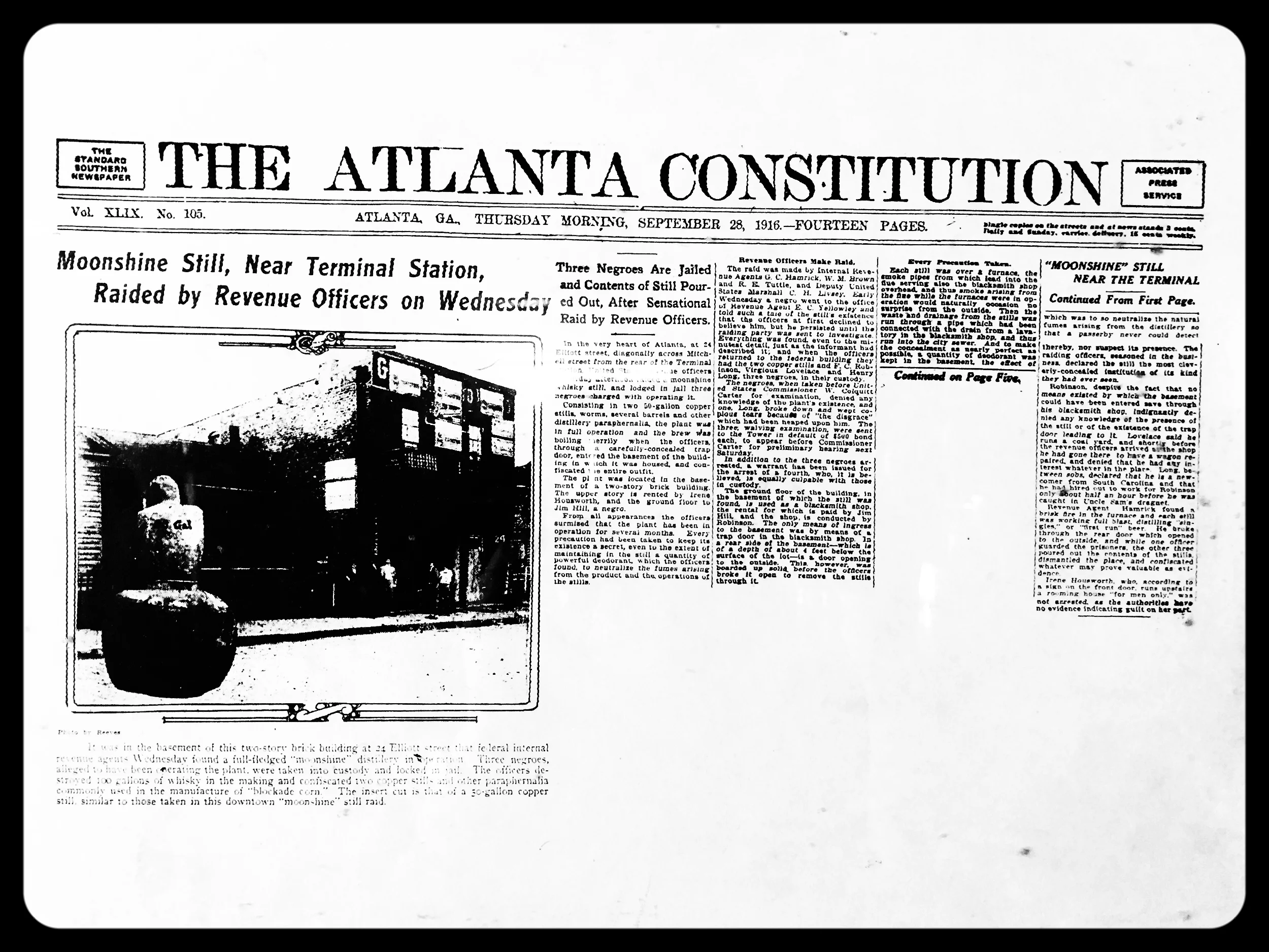 'In 1916, an illegal liquor still operating from the basement of the Elliott Street Pub was raided by federal agents. Always infamous, always fun!'