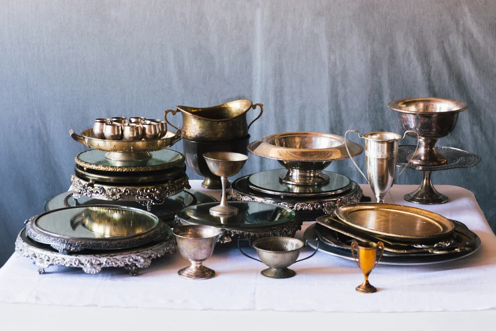 You can rent this unique brass collection from Nimble Well , a vintage rental company.