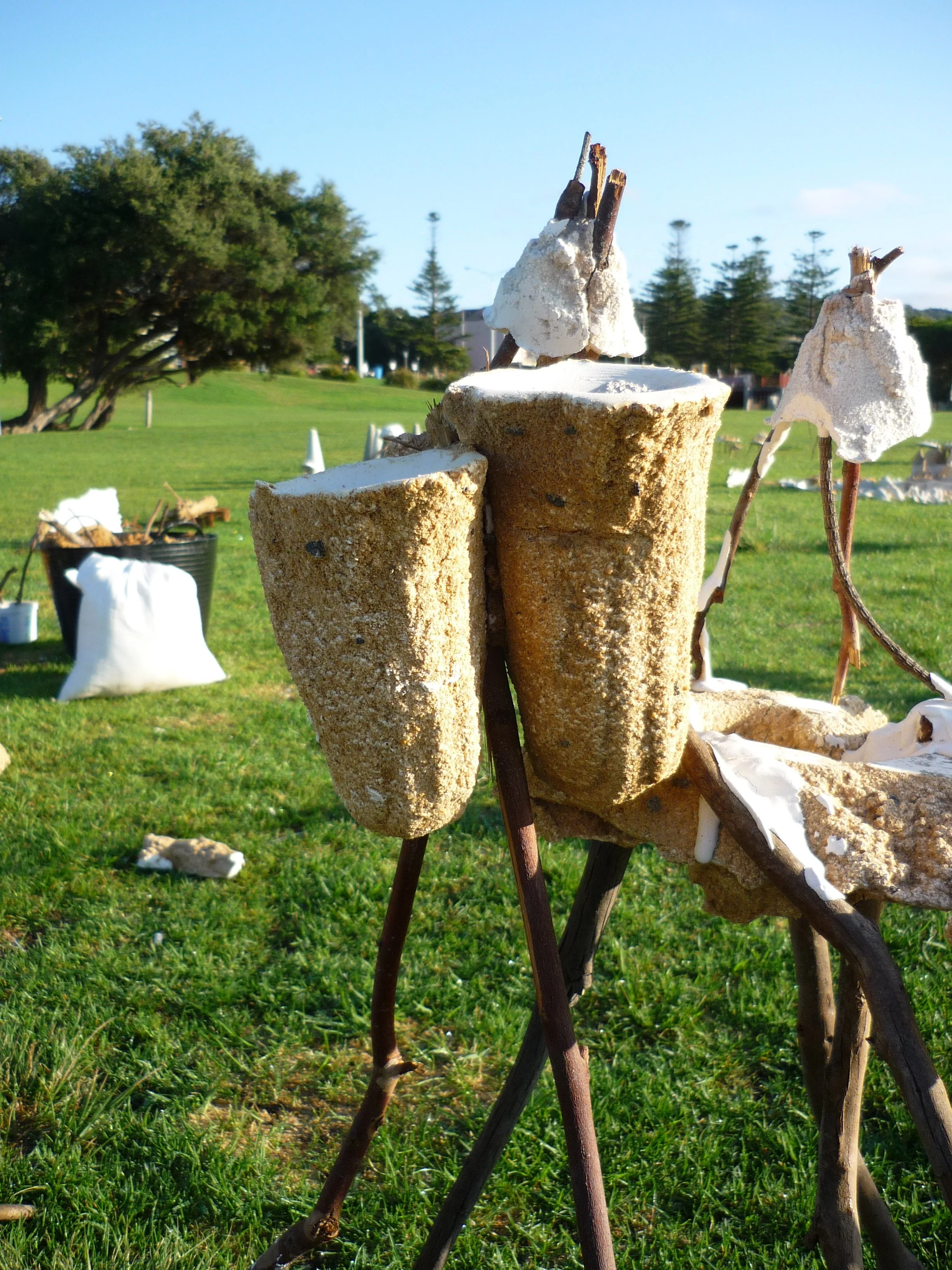  The site of the foreshore lawn was a platform for the community to participate and engage in sculptural processes. Different work stations were set up where members of the pubic were encouraged to have a go and be guided through sculptural processes