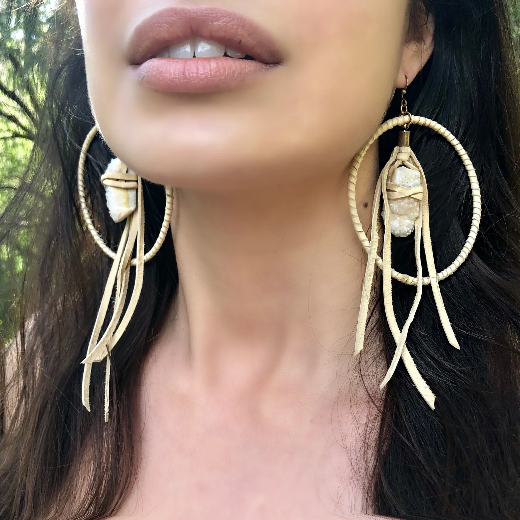 Druzy hoop deals earrings