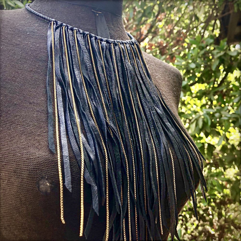 Leather Fringe Biker Collar — Astali Jewelry