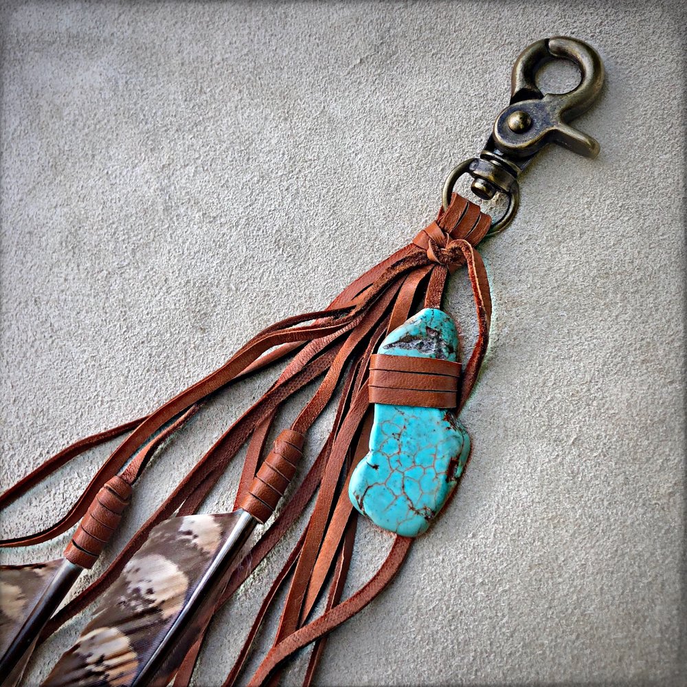 Handmade Leather Tassel Keychain Clip