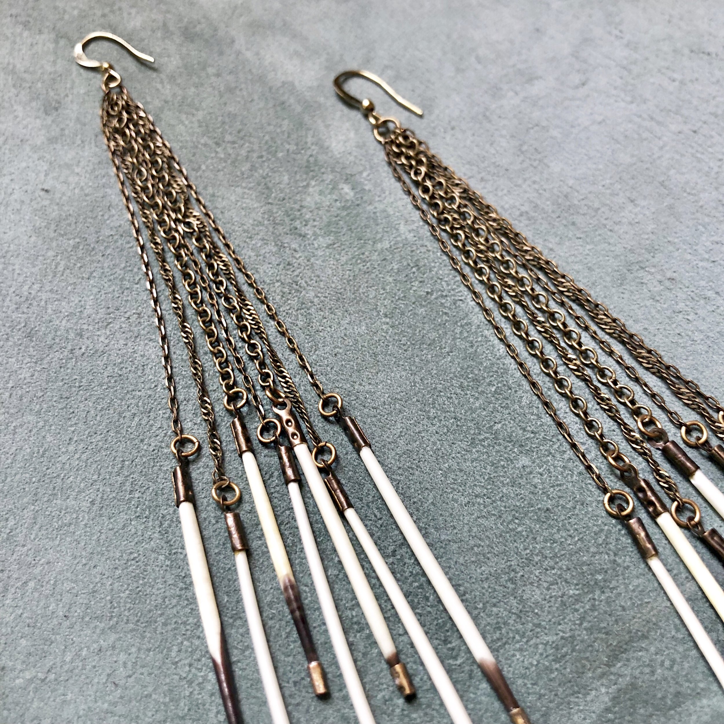Triple The Trouble Black Porcupine Quills Earrings Available in Silver or Gold