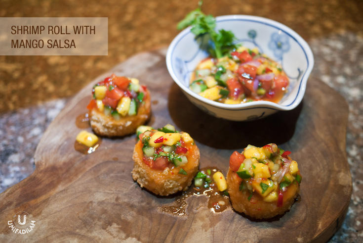 Shrimp Roll with Mango salsa. 