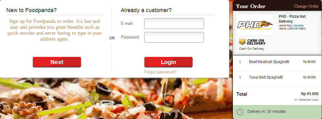 Register for a new Foodpanda account. 