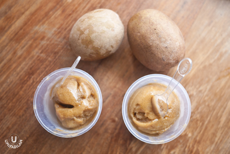 And finally, Sawo Sumpu Sorbet . Wow, this really made my day. It needn't additional bunch of sugar because the sawo itself is already sweet enough. Lovely creation :)