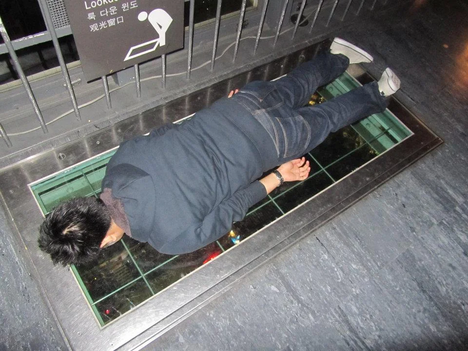 I know the signage says "LOOK DOWN", but this is the utmost interpretation of action anyone would never think of.