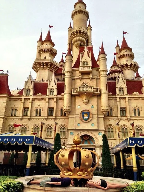 At Universal Studios Singapore. FAR FAR AWAY PLANKING! Happily. Ever. After :')