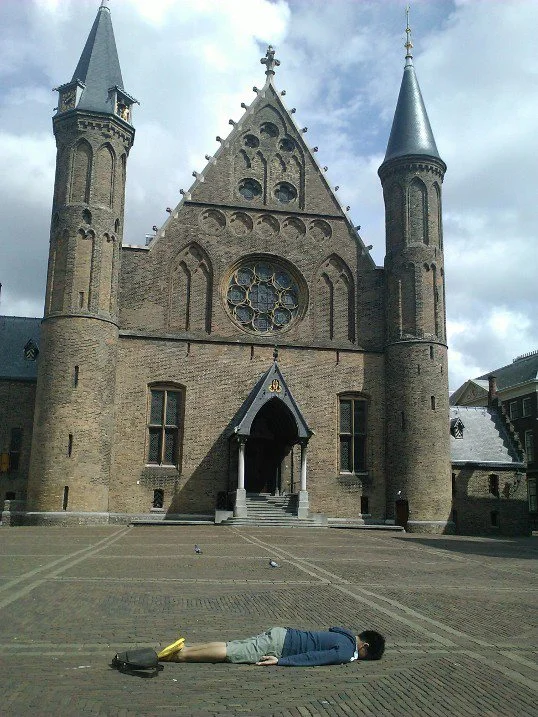 His first planking when he arrived at Netherlands, 2012. At The Hague.