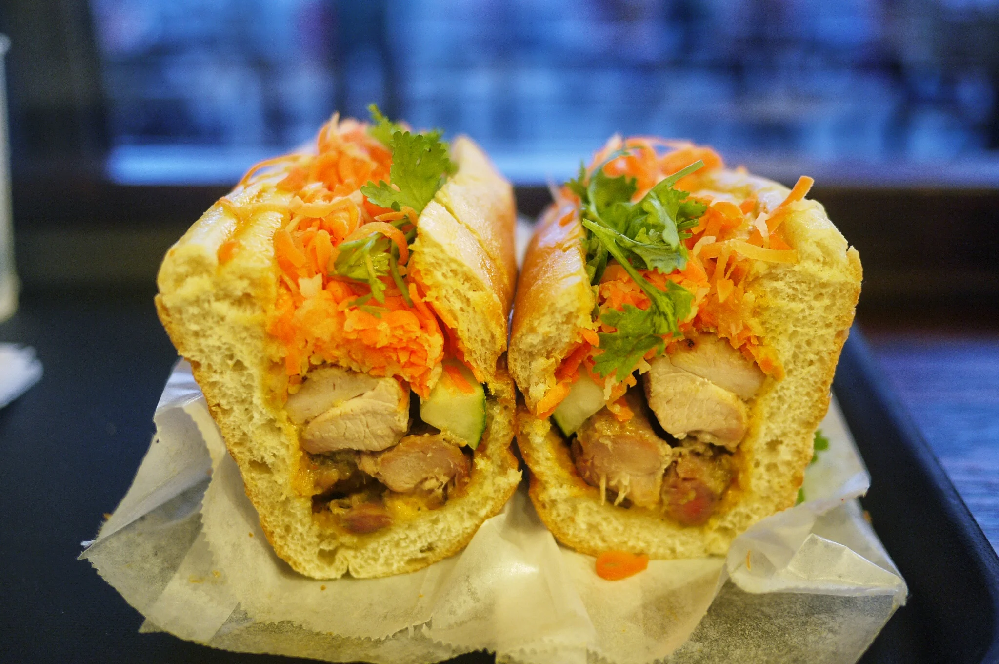 Lemongrass Chicken Banh Mi $4.99 . The lemongrass marinated chicken thigh was generous and so tasty! The banh mi bun is also at its perfect texture, crunchy outside yet soft inside. It's everything I wished for, although I do hope they give more cilantro to it.