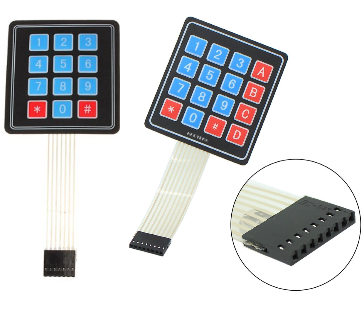 Another alternative inputs in case I could not get my phone's keypad to work: Left: 4x3 Matrix 12-Key Array Membrane Switch Keypad Keyboard Right: 4x4 Universial 16 Key Switch Keypad Keyboard For Arduino