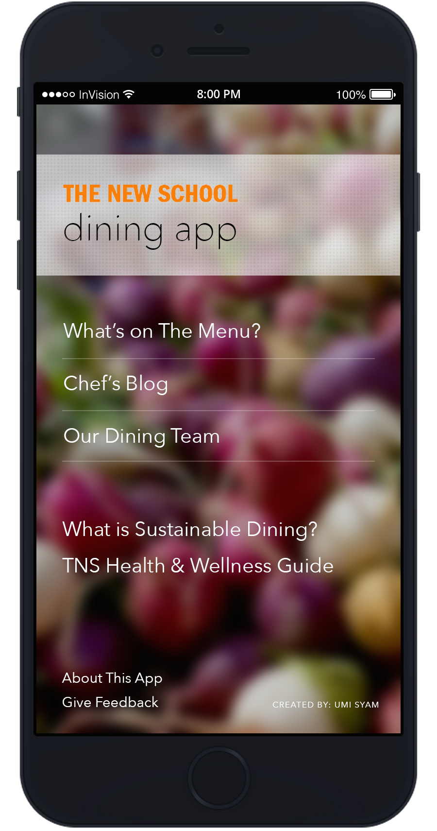NewSchool Dining iPhone App