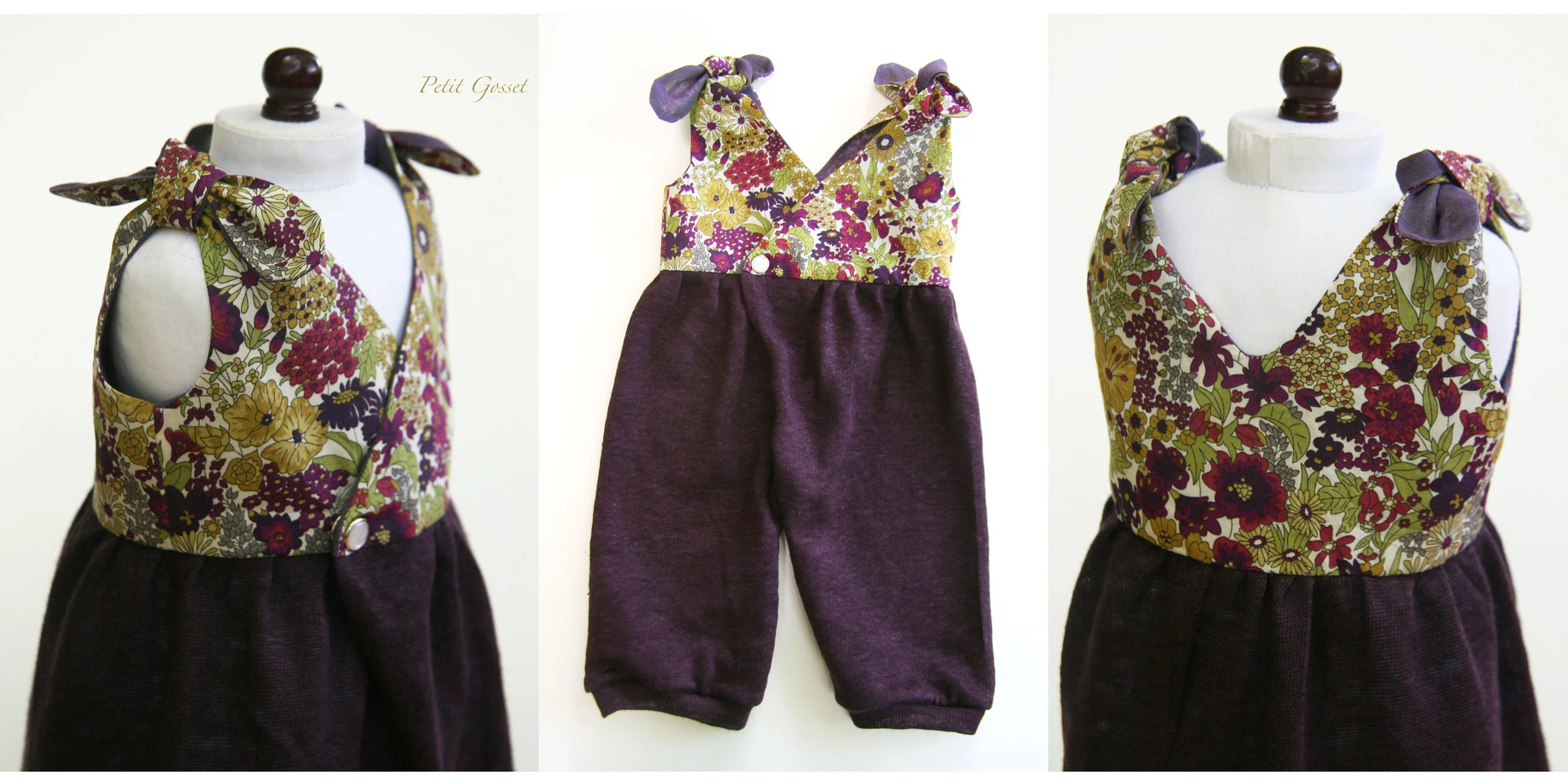 Liberty print and linen overalls, made to fit a 20" doll