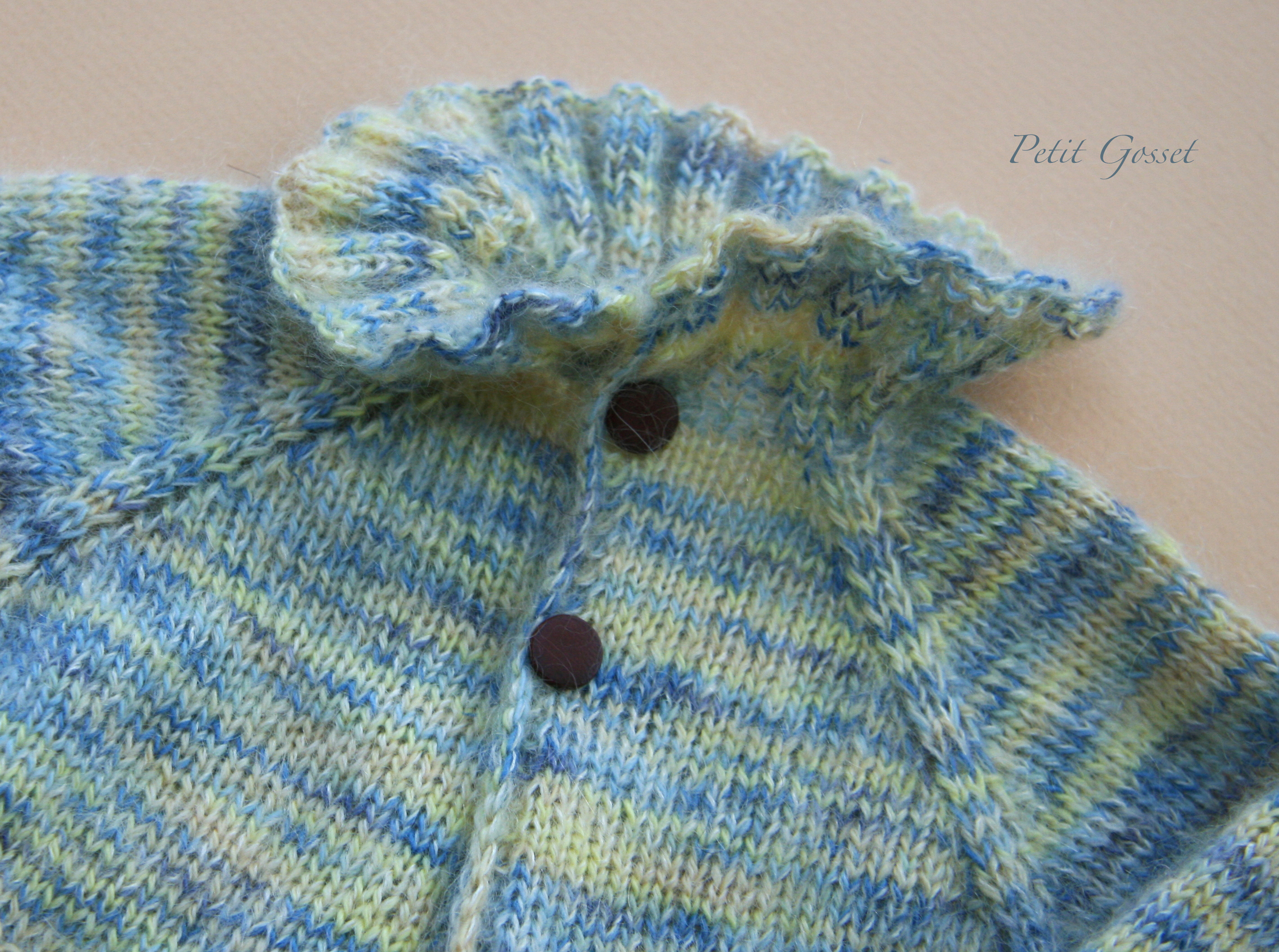 Gorgeous, lace-weight hand-painted cashmere yarn from Artyarns + leather buttons