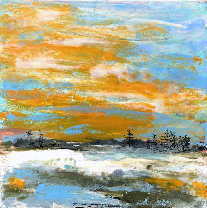 encaustic on panel, 8” x 8”, $425