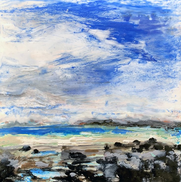 encaustic on panel, 8” x 8”, $425