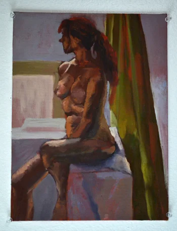 2_Stevan Dupus, Red Head with Green Background, 2011, oil, 12” x 16”.jpg