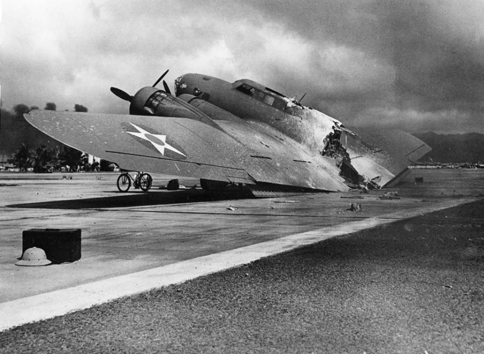 On December 7, 1941, this Army B-17 was hit by Japanese strafing…