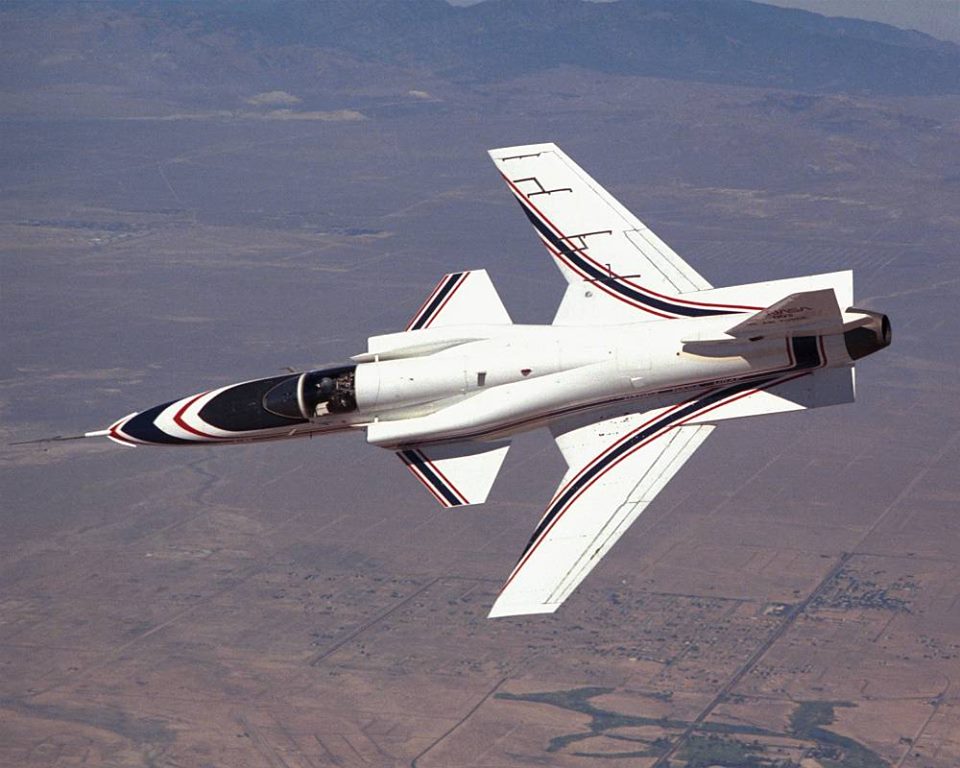 Not Photoshop, an X-29 (experimental forward-swept wing)