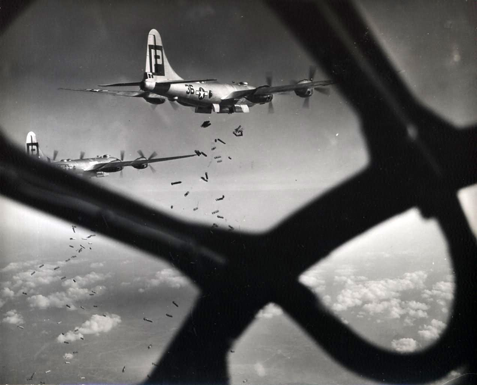 from a B-29's nose…