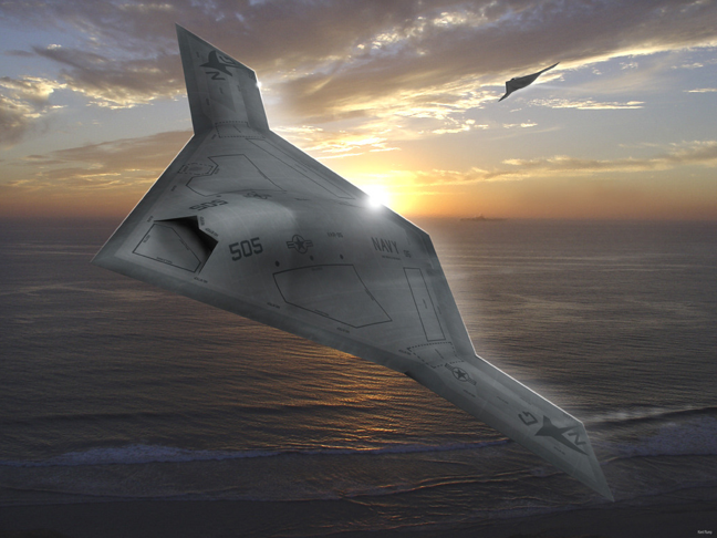 X-47B, possibly rendered. Art either way