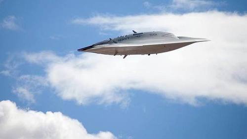 This is the Navy's X-47B. For more information, see http://keiththomsonbooks.com/blog/x-47b