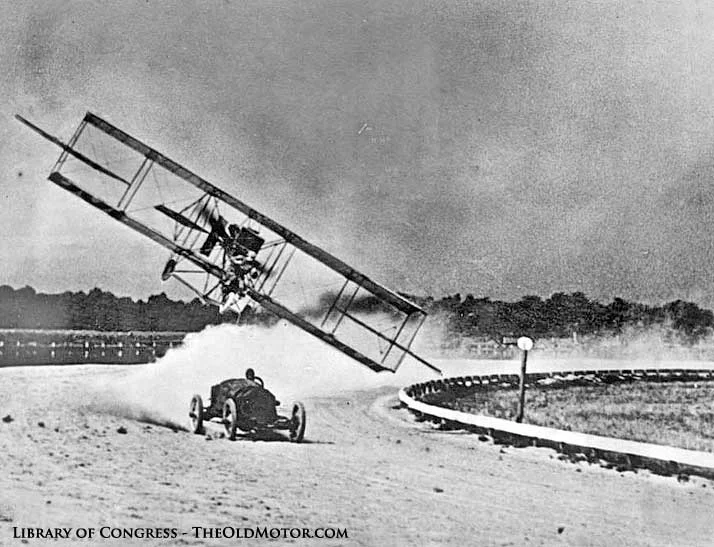 Motor Car in Contest of Speed with Airplane