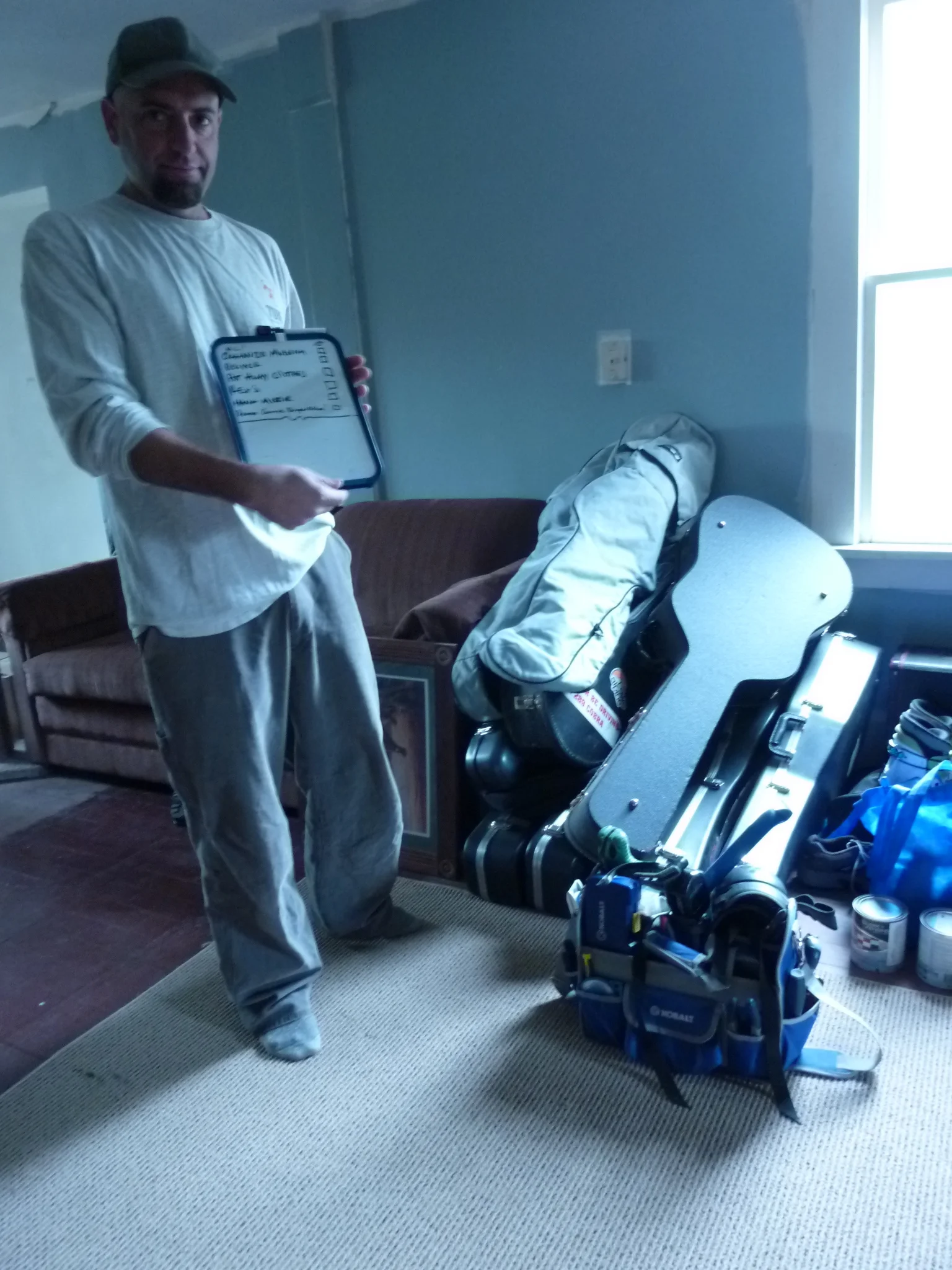 A to-do list and a pile of instruments