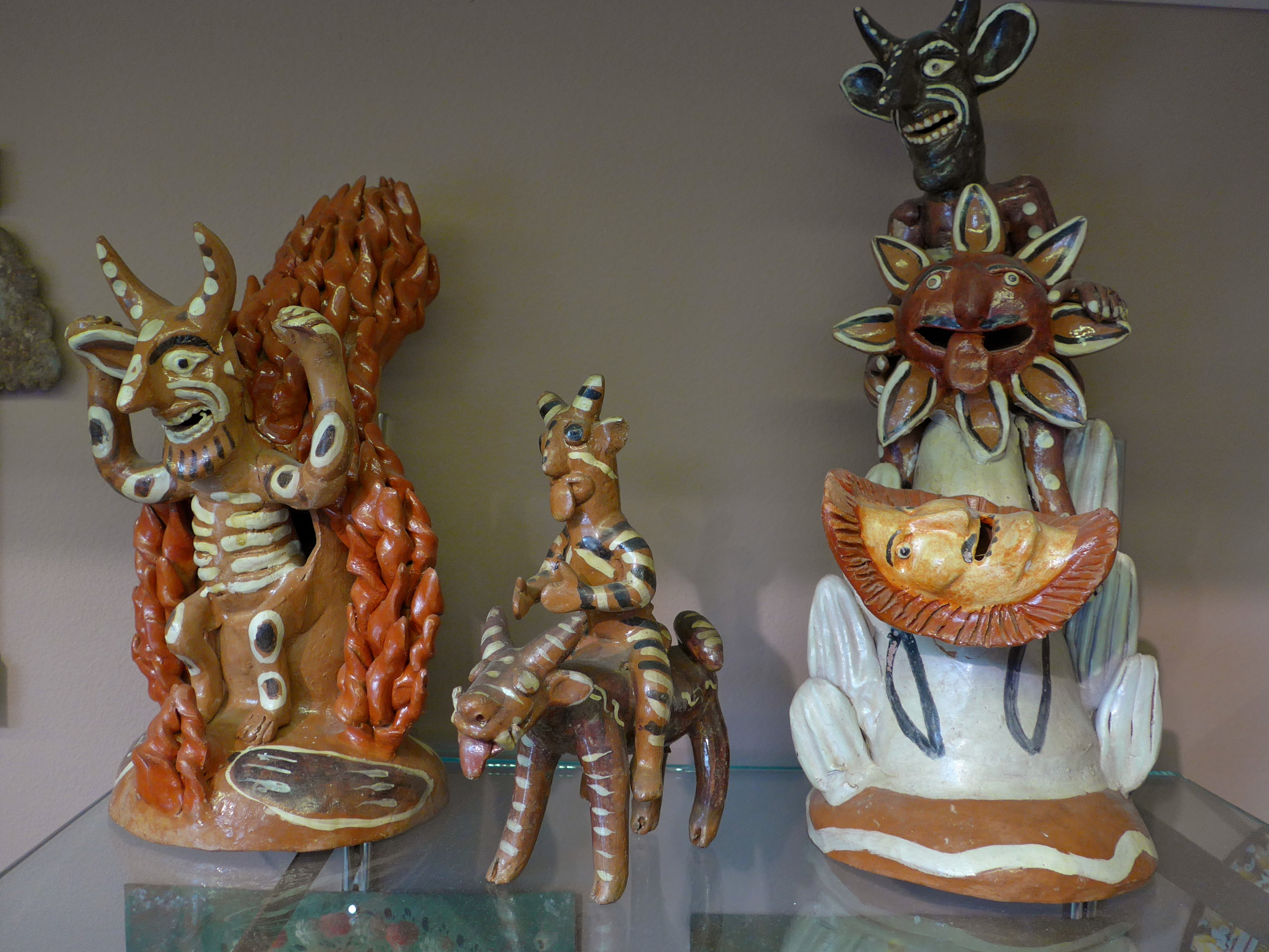 Ocumichu Mexican clay devil figures