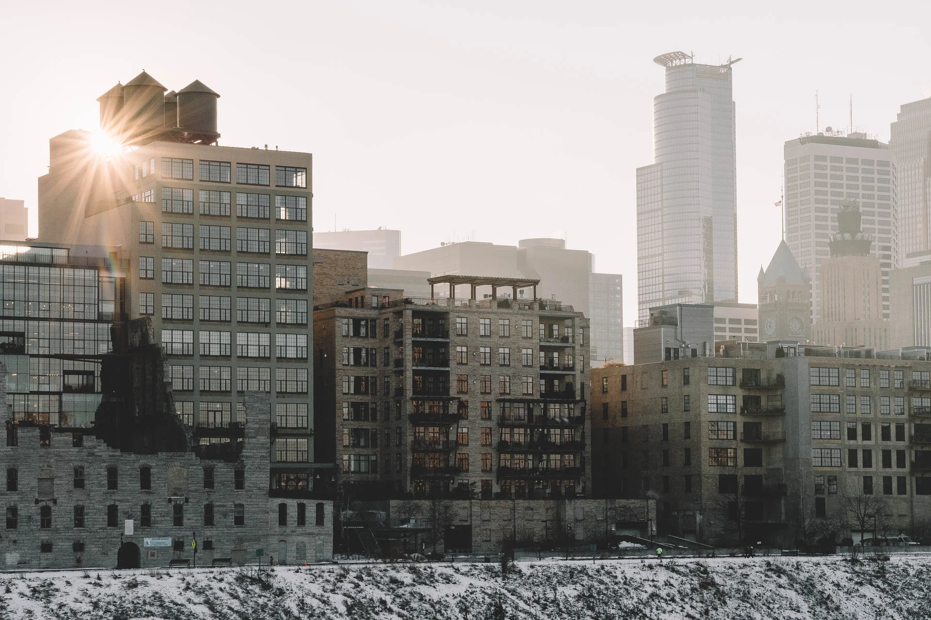 Skyline View from Stone Arch Bridge