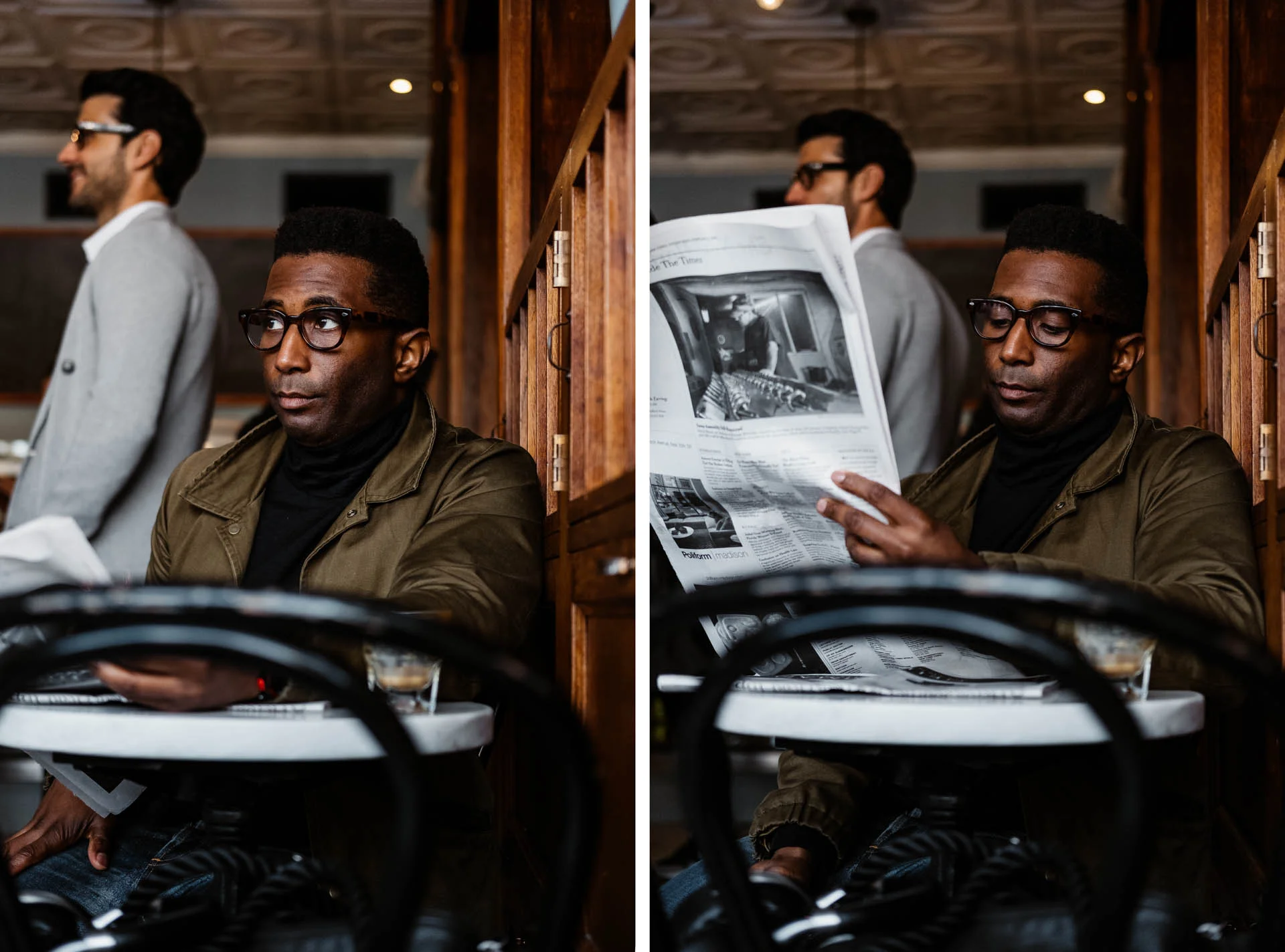 Man At A Cafe Side By Side
