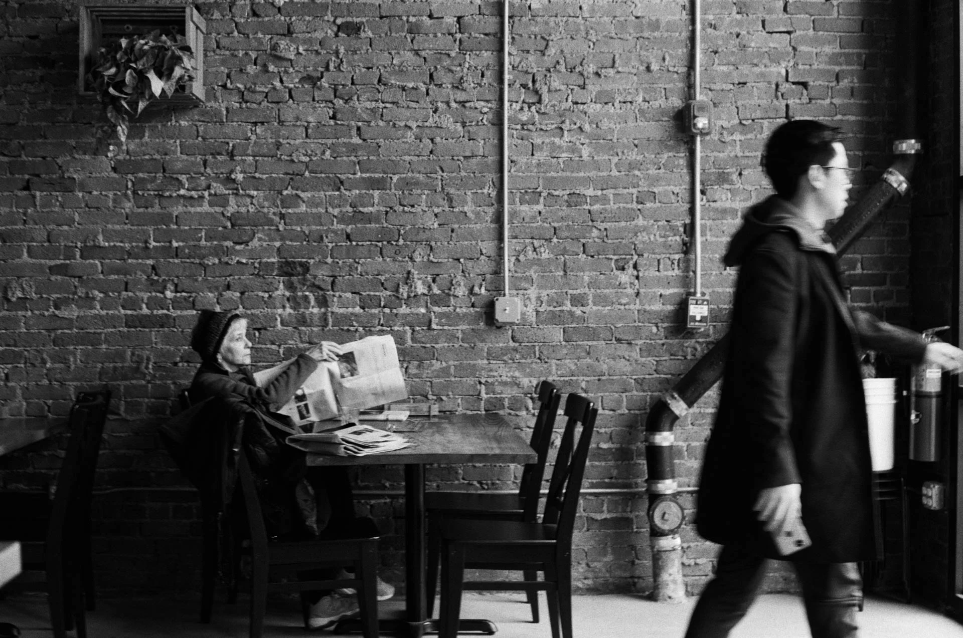 Man Walking in Abbotsford Road Cafe