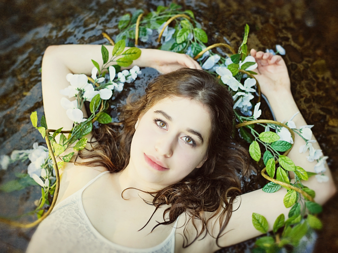 natural outdoor water senior portrait
