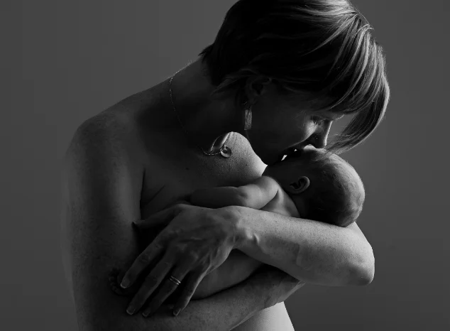 fine art newborn portrait in black and white