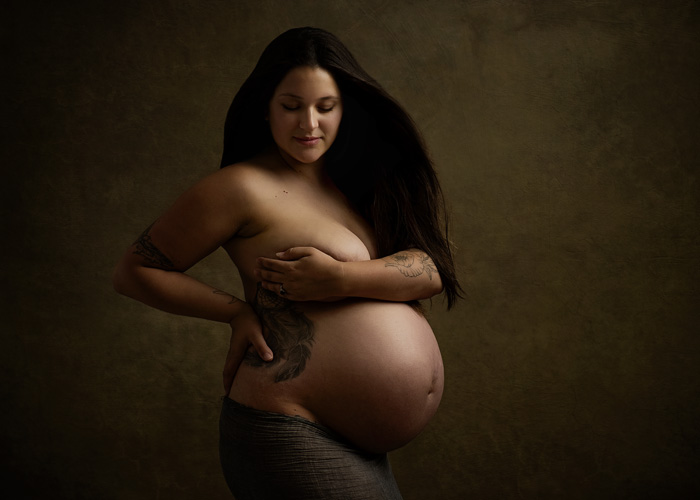  beautiful maternity portrait with long hair   