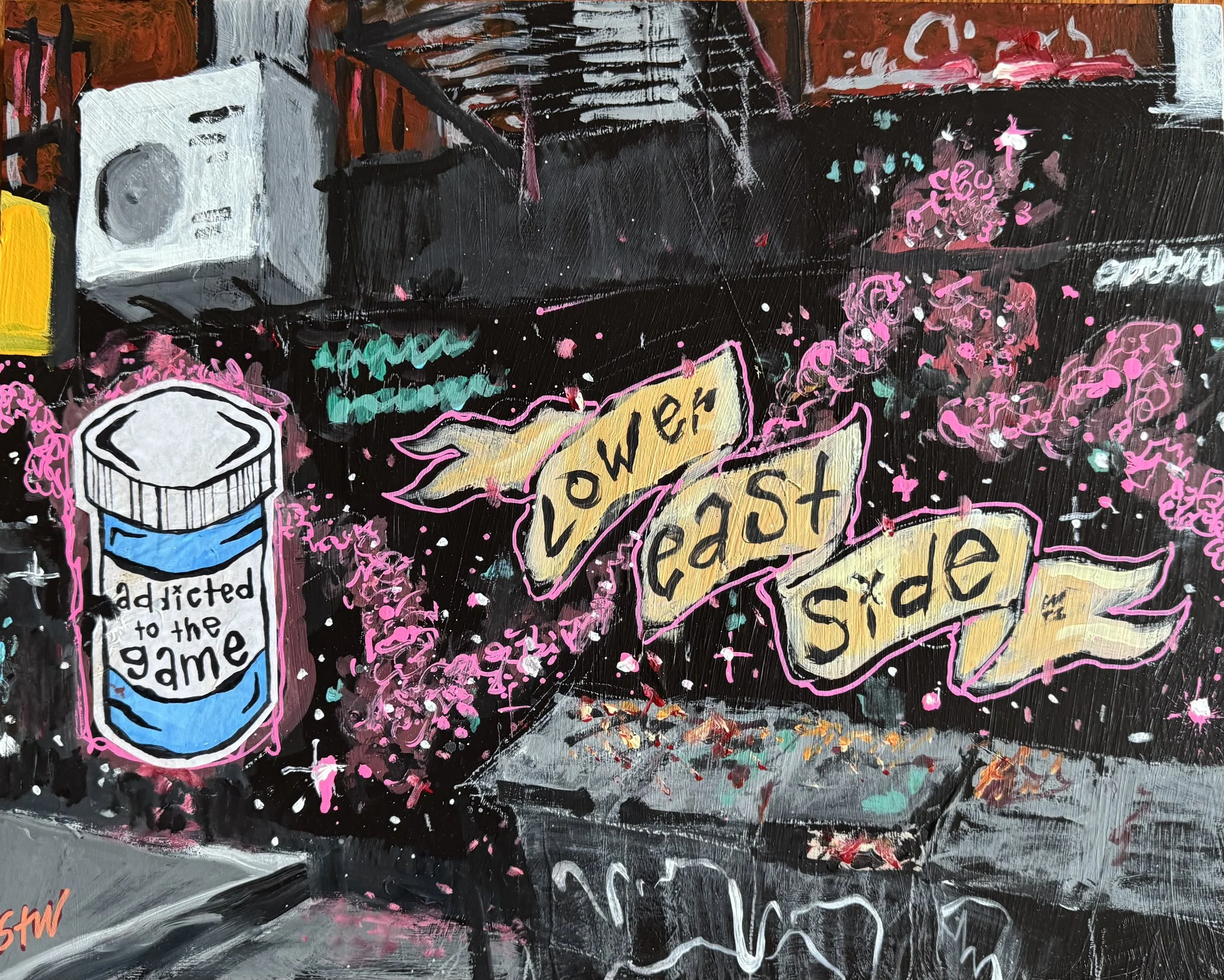 "Lower East Side"
*Featuring Dirt Cobain
Acrylic and wheat paste on wood
16" X 20" | 2025
$2,000