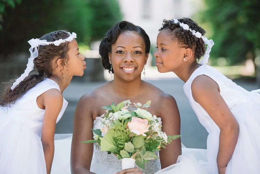 bride and flower girls