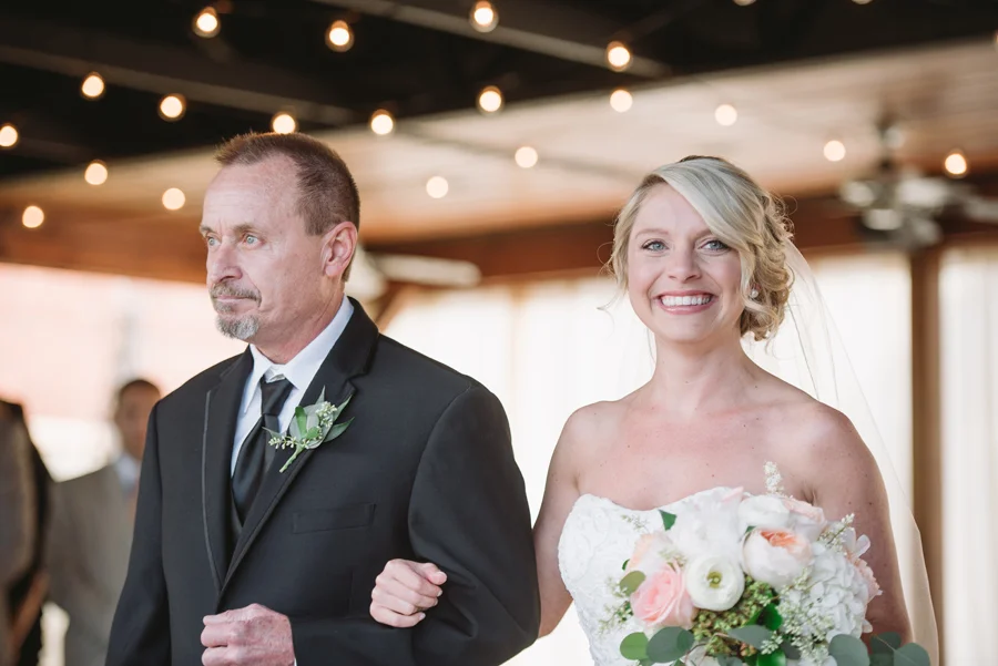 bride smiling ceremony