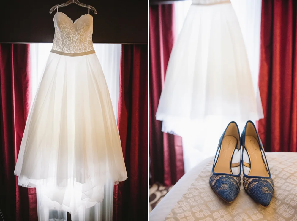 brides dress and shoes