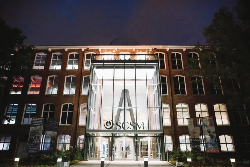 night shot of sc state museum