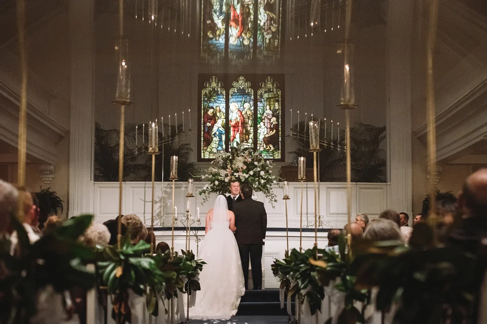 magnolia leaves wedding ceremony
